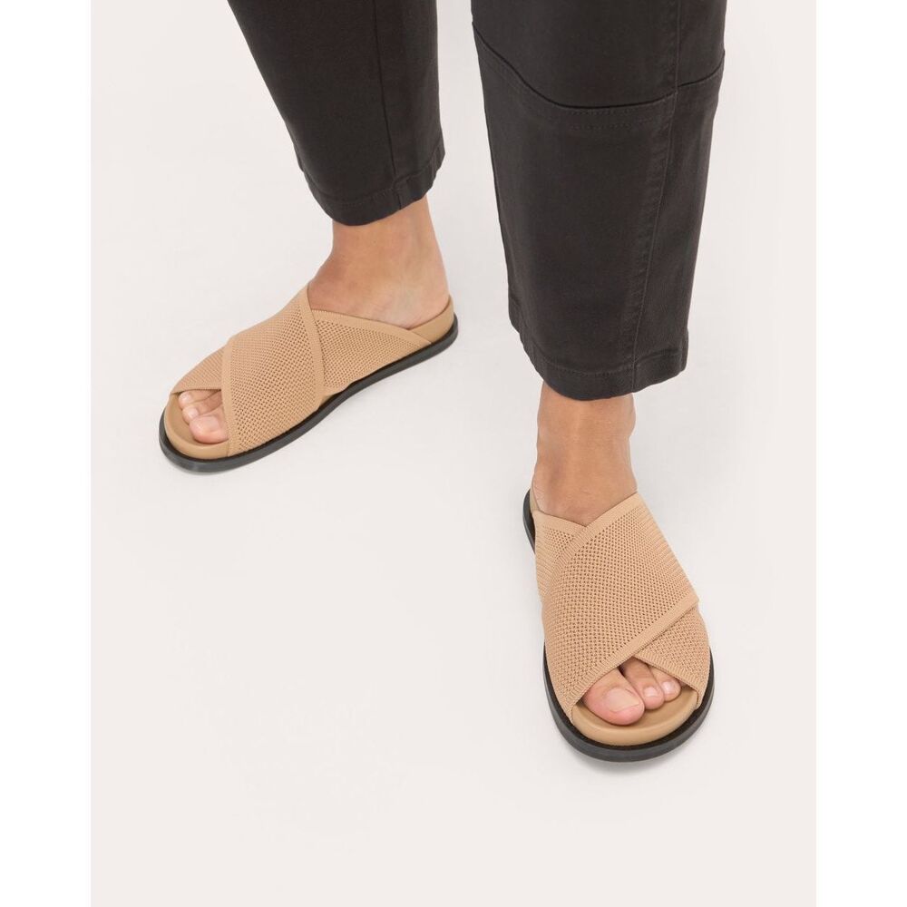 Everlane THE REKNIT FORM CROSSOVER SANDAL in Caramel Beige Neutral Size 9 NWB